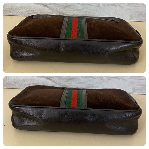 GUCCI Sherry line Suede Leather Clutch Bag 💼 Brown - Picture 9 of 16
